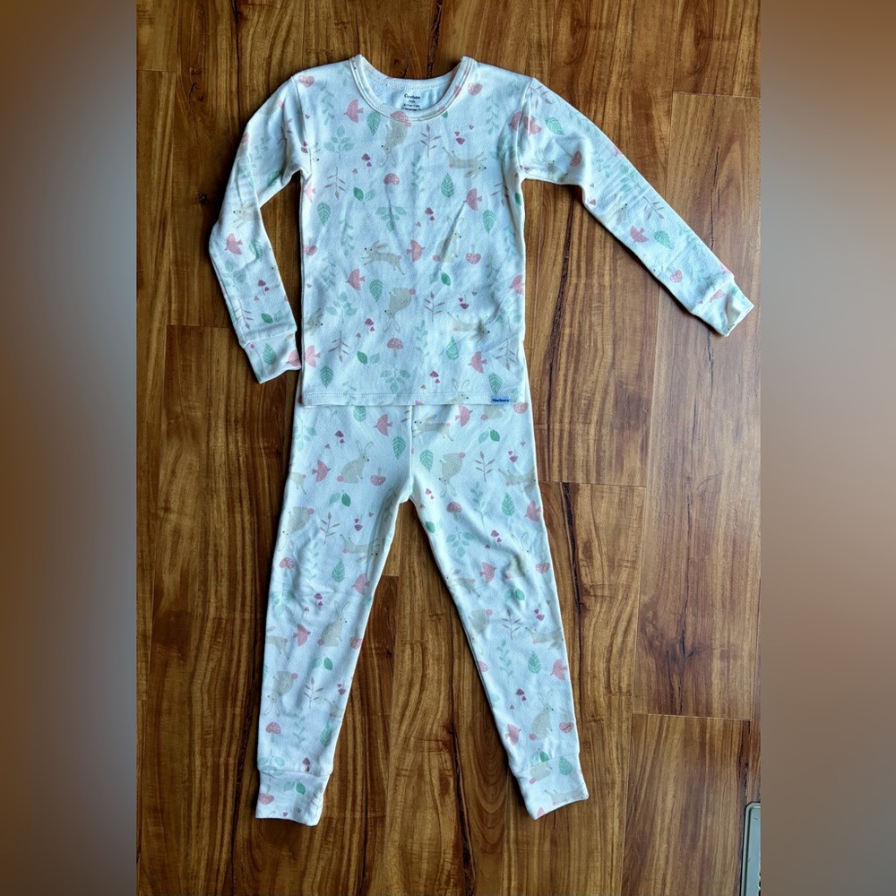 Gerber White Animal Print Toddler Girls Pajama Set